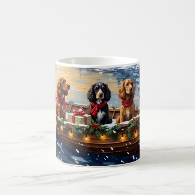 Mug Cocker Spaniel Christmas Boat Holiday (Centre)