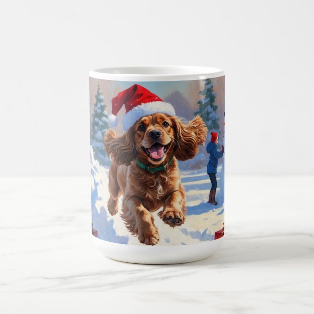 Mug Cocker Spaniel coule dans la neige avec le Casquet (Centre)