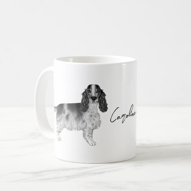 Mug Cocker Spaniel En Noir Et Blanc & Texte Personnali (Devant gauche)