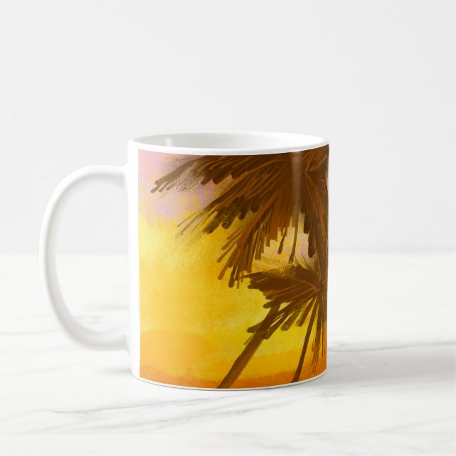 Mug Cocotier, thème tropical d'été. (Gauche)
