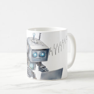 Mug Codage robot mignon à l'aide d'un portable