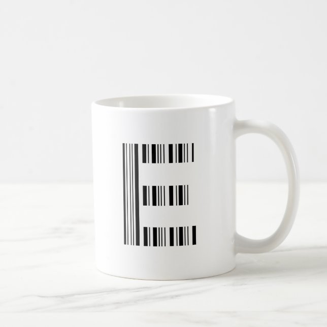 Mug CODE À BARRES DE LA LETTRE E Première initiale Mod (Droite)
