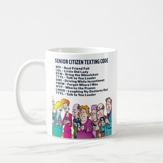 Mug Code de Textes pour les seniors (Gauche)