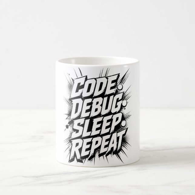 Mug Code Débogage Sommeil Répéter | Programmeur Codage (Centre)
