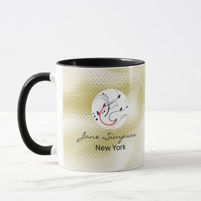 Mug Code QR Logo Élégant Texture Or (Gauche)
