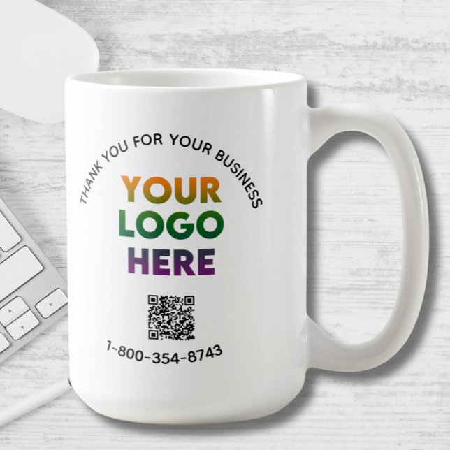 Mug Code QR personnalisé du logo du Merci d'affaires (Créateur téléchargé)