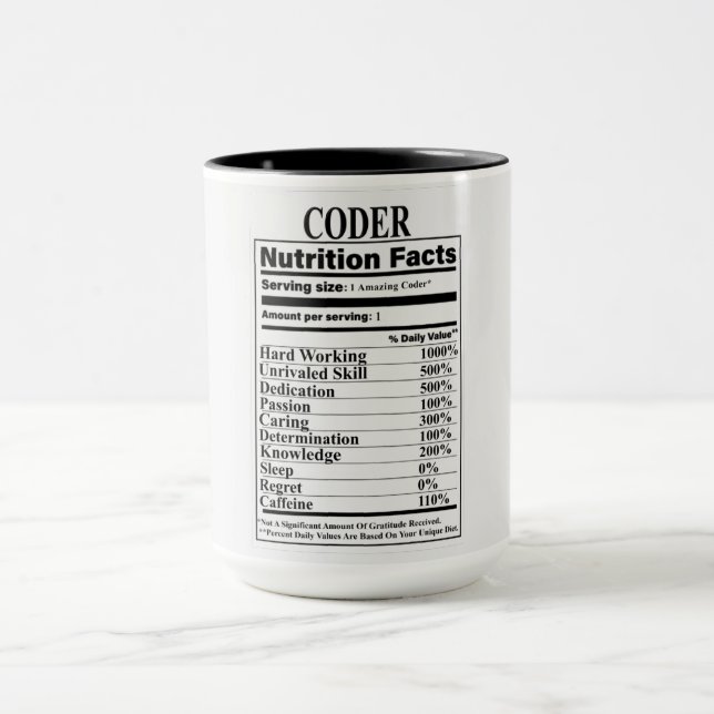 Mug Coder la valeur nutritive (Centre)
