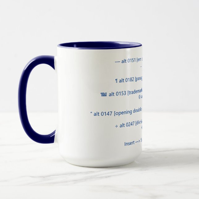 Mug Codes et plus de symbole de tiret cadratin (Gauche)