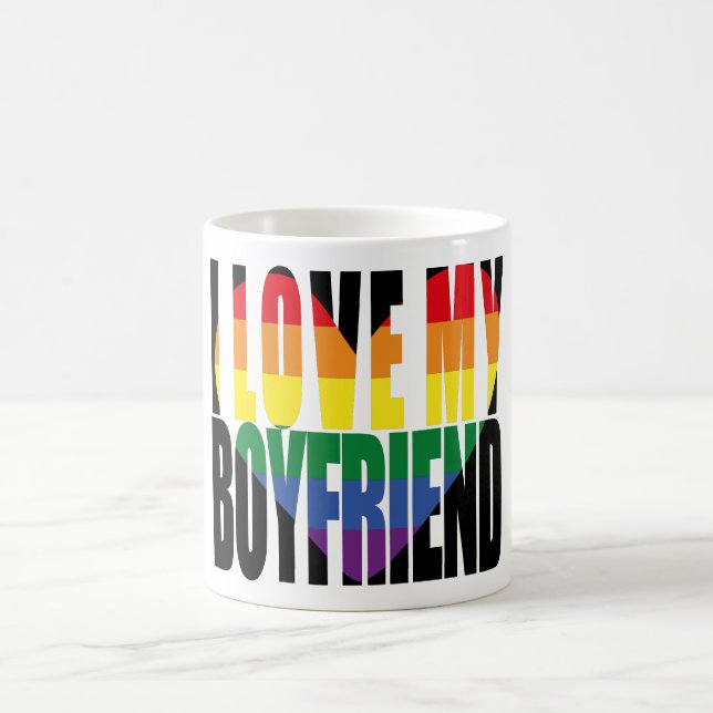 Mug Coeur arc-en-ciel J'aime mon petit ami (Centre)