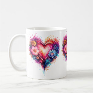 Mug cœur artistique coloré