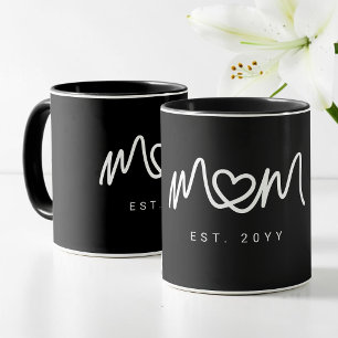 Mug Cœur Blanc Simple  Scénario  Maman Moderne Établie