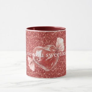 Mug Cœur Bonbon Rouge Paillettes Amour  