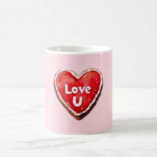 Mug Cœur de chocolat rouge gâteau Love U