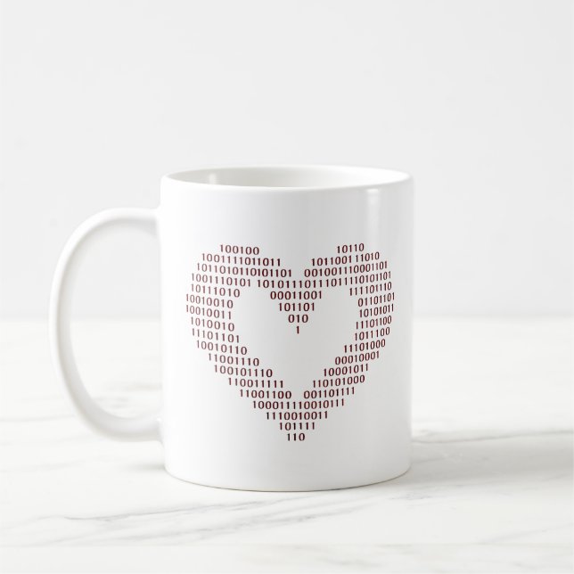 Mug Coeur de code binaire (Gauche)