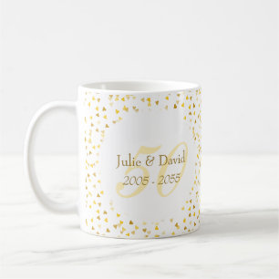 Mug Cœur de confettis dorés pour les 50 ans de mariage
