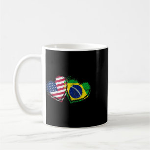 Mug Cœur de drapeau américain brésilien Amour brésilie