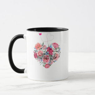 Mug Cœur de fleurs - bouquet aquarelle