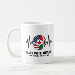 Mug Cœur de football USA Canada Mexique 2026