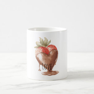 Mug Cœur de fraise enrobé de chocolat