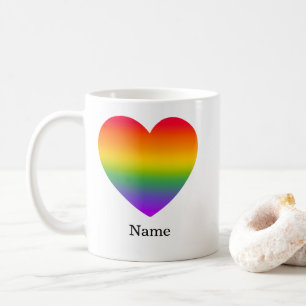 Mug Cœur de ligne de arc-en-ciel minimaliste - Art col