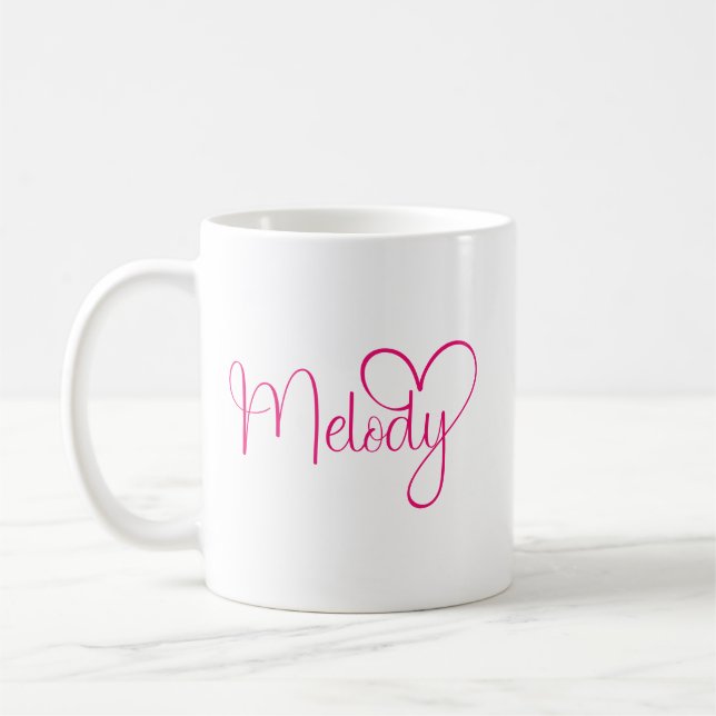 Mug Coeur de mélodie rose chaud (Gauche)