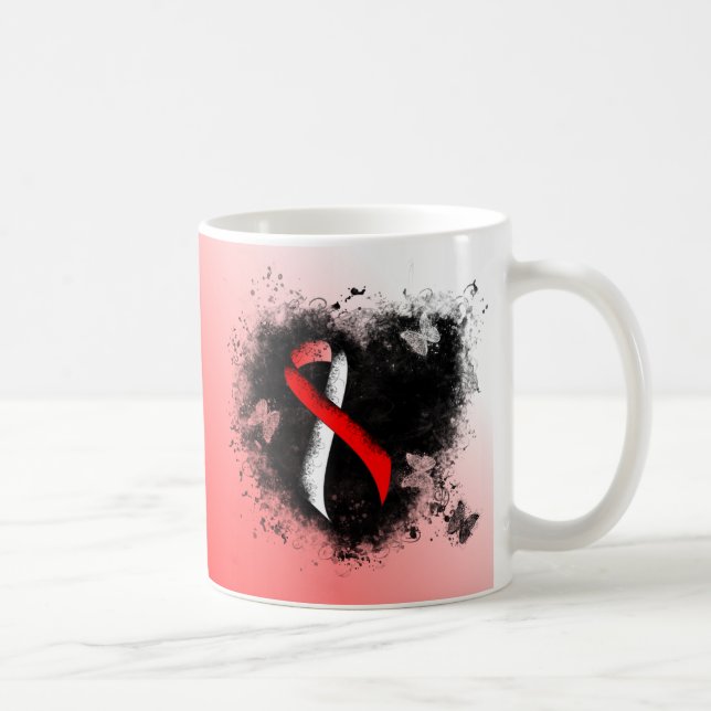 Mug Coeur de ponte rouge et blanc (Droite)
