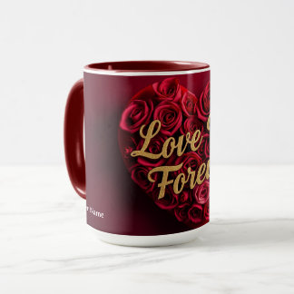Mug Cœur de rose rouge romantique "Je t'aime pour touj