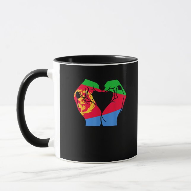 Mug Coeur des mains avec drapeau érythréen (Gauche)