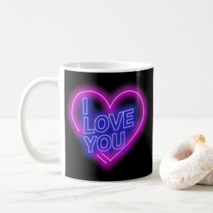 Mug Coeur des valentines bleu rose néon brillant