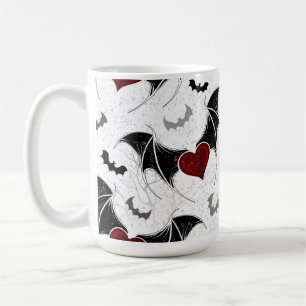 Mug Coeur d'Halloween avec ailes de chauve-souris noir