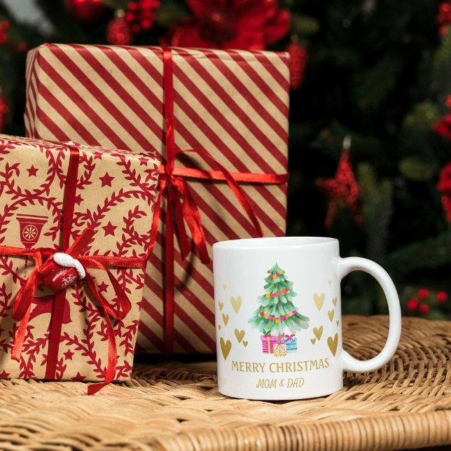 Mug Coeur d'or, Arbre de Noël, Présents (Créateur téléchargé)