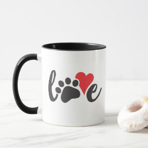 Mug Coeur Empreinte de patte d'amour de chien