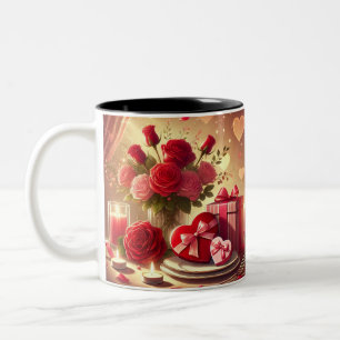 Mug coeur et fleurs