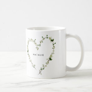 Mug Coeur fleur sauvage blanc multi photo simple