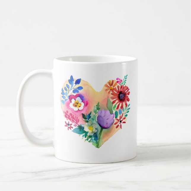 Mug Coeur floral avec citation tante (Gauche)