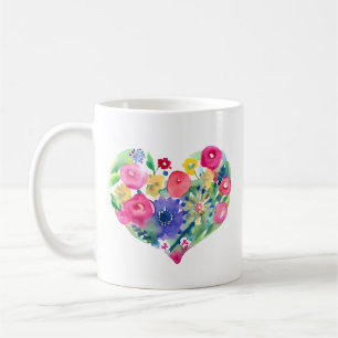 Mug Coeur floral avec la citation de la femme