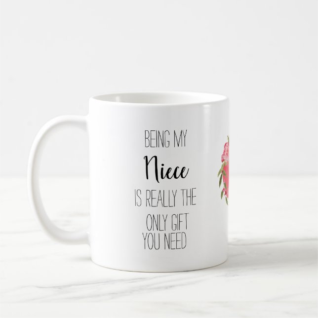 Mug Coeur floral de banc de fleurs de nièce moderne (Gauche)