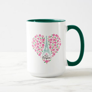 Mug Coeur floral de Paris Bonjour