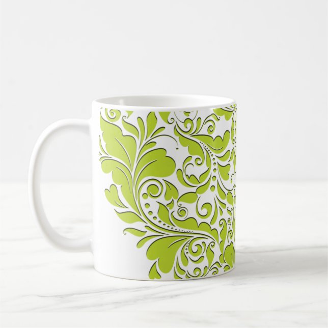 Mug Coeur HeartyParty Lime vert et blanc Damas (Gauche)