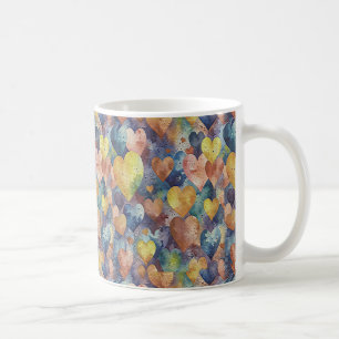 Mug coeur jaune rose orange