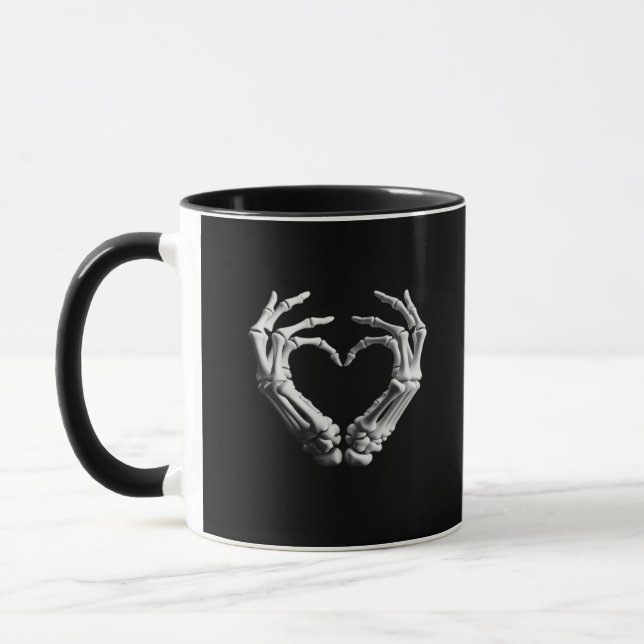 Mug Coeur main Skeleton os Éffrayantes filles Ados (Gauche)