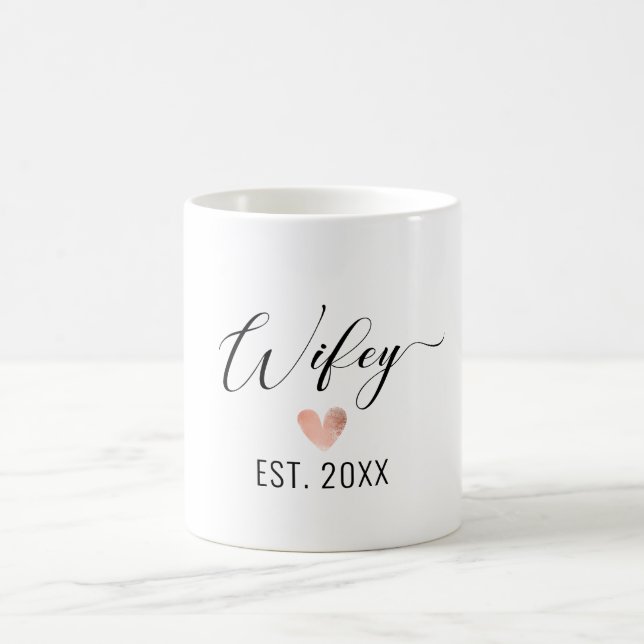 Mug Coeur minimaliste de feuille d'or Wifey (Centre)
