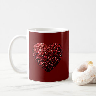 Mug Cœur pailleté scintille rouge foncé Saint-Valentin