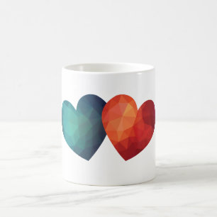 Mug Cœur paire bleu et rouge moderne hitech