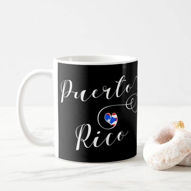 Mug Coeur Porto Rico Drapeau Mug, Conception Portorica (Avec donut)
