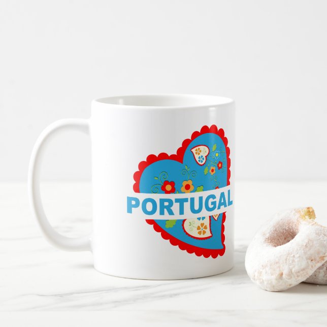 Mug Coeur portugais joyeux (Avec donut)