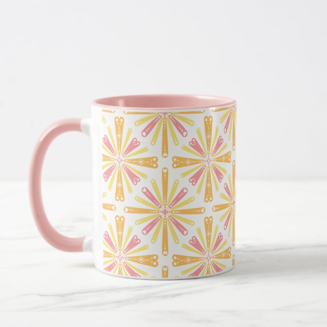 Mug Coeur radial Sunburst Motif rose Jaune (Gauche)
