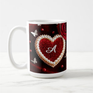 Mug Cœur romantique avec bordure de perle