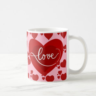 Mug coeur rose et rouge avec conception de mots d'amou