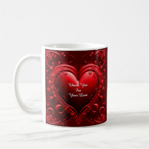 Mug Cœur rouge avec cadre floral orné